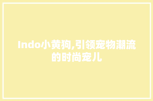 Indo小黄狗,引领宠物潮流的时尚宠儿 Indo小黄狗,引领宠物潮流的时尚宠儿 百度SEO