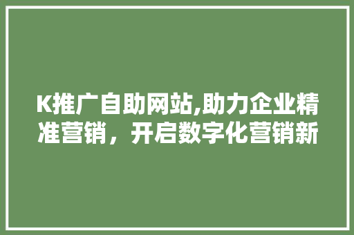 K推广自助网站,助力企业精准营销，开启数字化营销新时代