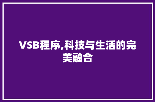 VSB程序,科技与生活的完美融合 VSB程序,科技与生活的完美融合 神马SEO