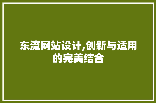 东流网站设计,创新与适用的完美结合 东流网站设计,创新与适用的完美结合 百度SEO