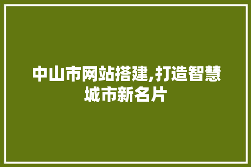 中山市网站搭建,打造智慧城市新名片