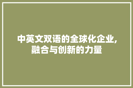 中英文双语的全球化企业,融合与创新的力量