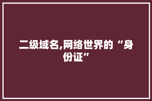 二级域名,网络世界的“身份证” 网站建设公司 二级域名,网络世界的“身份证” 二级域名,网络世界的“身份证” 网站建设公司