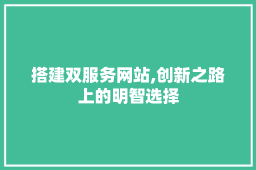 搭建双服务网站,创新之路上的明智选择