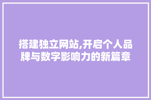 搭建独立网站,开启个人品牌与数字影响力的新篇章 搭建独立网站,开启个人品牌与数字影响力的新篇章 SEO关键词