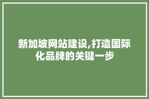 新加坡网站建设,打造国际化品牌的关键一步