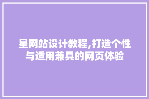 星网站设计教程,打造个性与适用兼具的网页体验