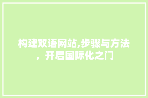 构建双语网站,步骤与方法，开启国际化之门