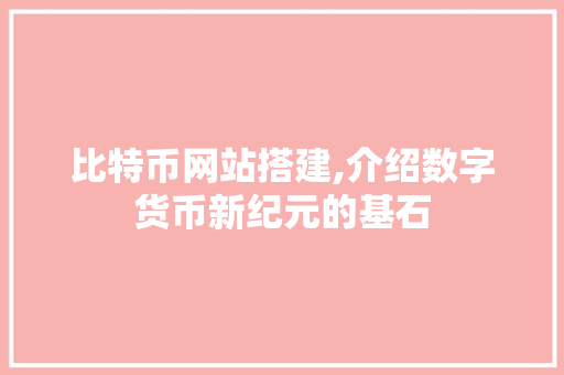 比特币网站搭建,介绍数字货币新纪元的基石 比特币网站搭建,介绍数字货币新纪元的基石 神马SEO