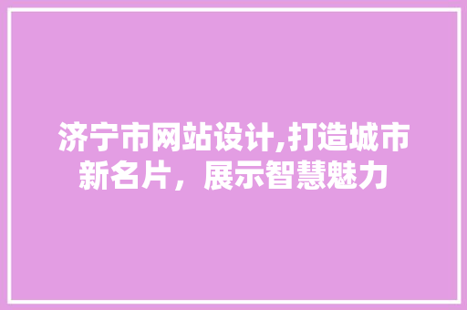 济宁市网站设计,打造城市新名片，展示智慧魅力