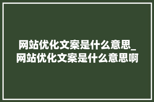 网站优化文案是什么意思_网站优化文案是什么意思啊。