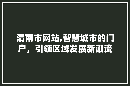 渭南市网站,智慧城市的门户，引领区域发展新潮流
