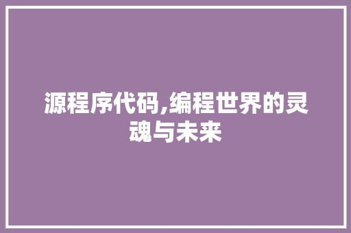 源程序代码,编程世界的灵魂与未来 源程序代码,编程世界的灵魂与未来 神马SEO