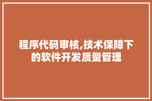 程序代码审核,技术保障下的软件开发质量管理 程序代码审核,技术保障下的软件开发质量管理 神马SEO