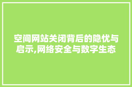 空间网站关闭背后的隐忧与启示,网络安全与数字生态的反思 空间网站关闭背后的隐忧与启示,网络安全与数字生态的反思 神马SEO