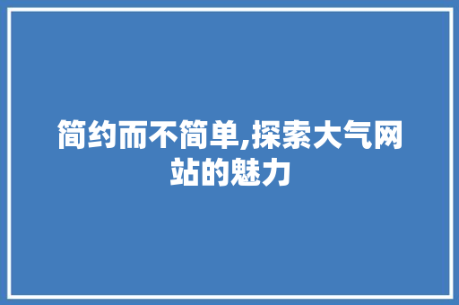 简约而不简单,探索大气网站的魅力