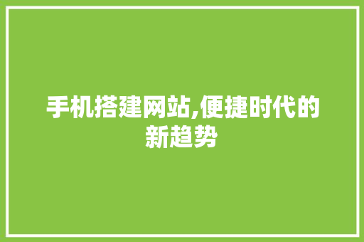 手机搭建网站,便捷时代的新趋势 手机搭建网站,便捷时代的新趋势 必应SEO