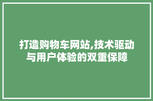 打造购物车网站,技术驱动与用户体验的双重保障