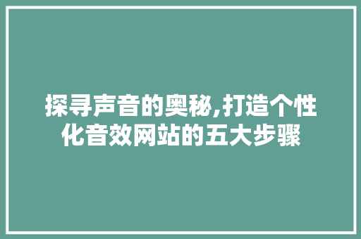 探寻声音的奥秘,打造个性化音效网站的五大步骤