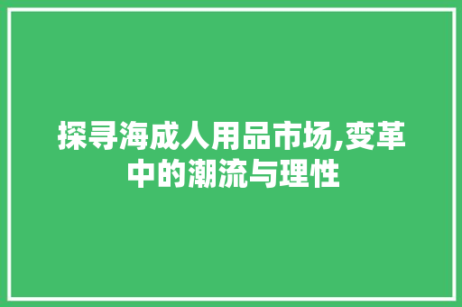 探寻海成人用品市场,变革中的潮流与理性