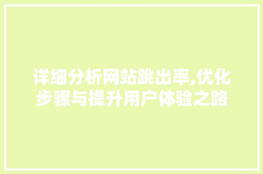 详细分析网站跳出率,优化步骤与提升用户体验之路