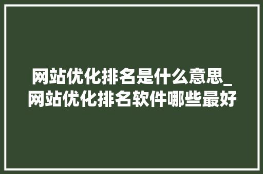 网站优化排名是什么意思_网站优化排名软件哪些最好。