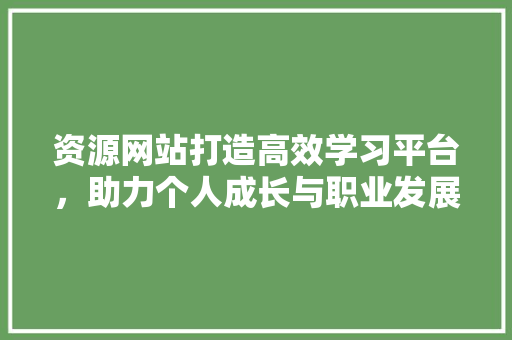 资源网站打造高效学习平台，助力个人成长与职业发展 资源网站打造高效学习平台，助力个人成长与职业发展 必应SEO
