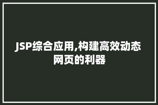 JSP综合应用,构建高效动态网页的利器 JSP综合应用,构建高效动态网页的利器 必应SEO