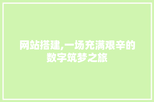 网站搭建,一场充满艰辛的数字筑梦之旅 网站搭建,一场充满艰辛的数字筑梦之旅 必应SEO