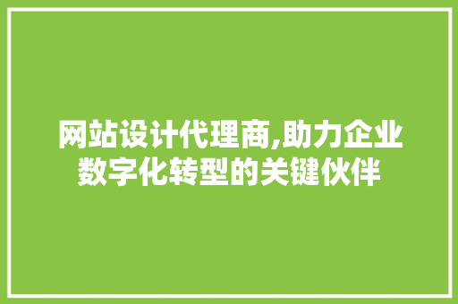 网站设计代理商,助力企业数字化转型的关键伙伴 网站设计代理商,助力企业数字化转型的关键伙伴 必应SEO