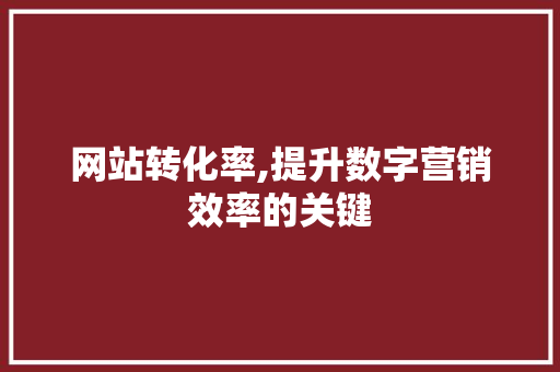 网站转化率,提升数字营销效率的关键 网站转化率,提升数字营销效率的关键 搜狗SEO