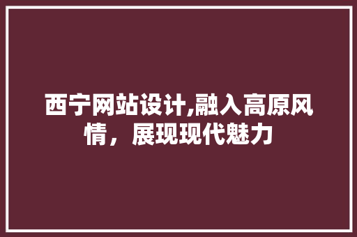 西宁网站设计,融入高原风情，展现现代魅力