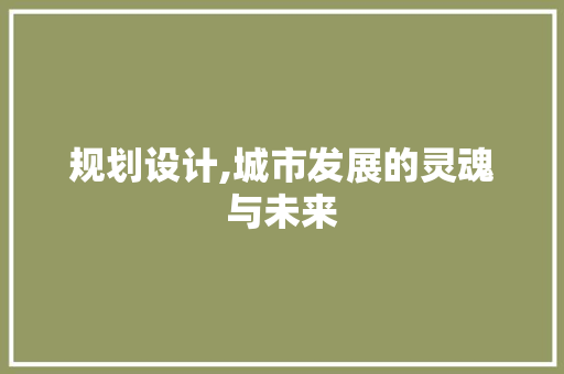 规划设计,城市发展的灵魂与未来