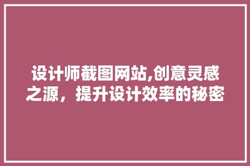设计师截图网站,创意灵感之源，提升设计效率的秘密武器