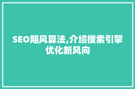 SEO飓风算法,介绍搜索引擎优化新风向