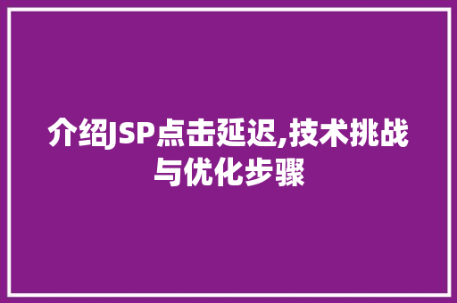 介绍JSP点击延迟,技术挑战与优化步骤