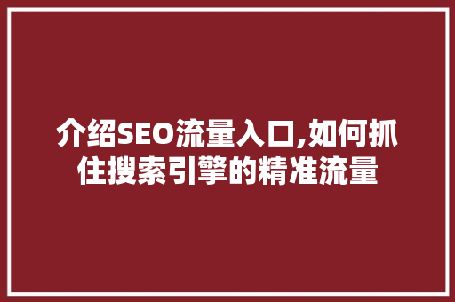 介绍SEO流量入口,如何抓住搜索引擎的精准流量 介绍SEO流量入口,如何抓住搜索引擎的精准流量 神马SEO