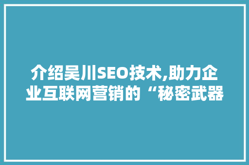 介绍吴川SEO技术,助力企业互联网营销的“秘密武器”