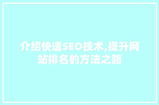介绍快速SEO技术,提升网站排名的方法之路