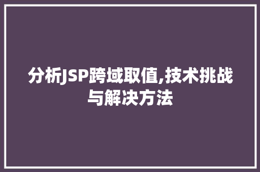 分析JSP跨域取值,技术挑战与解决方法