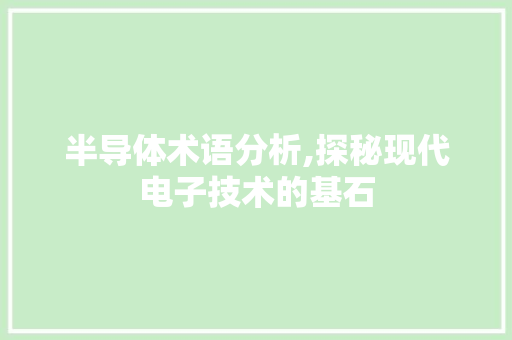 半导体术语分析,探秘现代电子技术的基石 半导体术语分析,探秘现代电子技术的基石 神马SEO