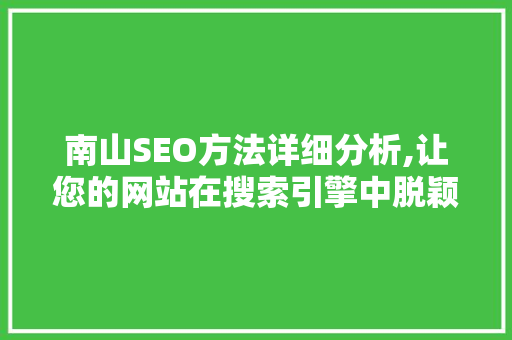 南山SEO方法详细分析,让您的网站在搜索引擎中脱颖而出