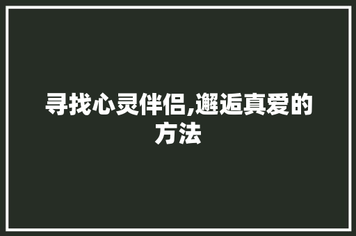 寻找心灵伴侣,邂逅真爱的方法