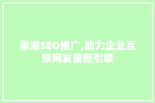 巢湖SEO推广,助力企业互联网发展新引擎