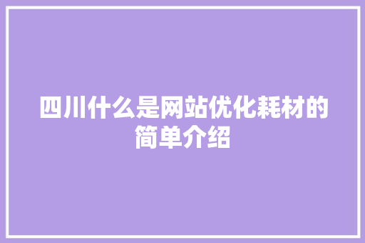 四川什么是网站优化耗材的简单介绍