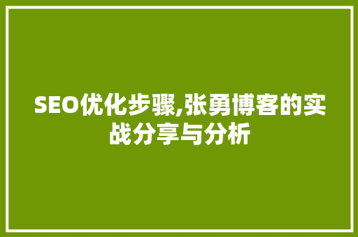 SEO优化步骤,张勇博客的实战分享与分析