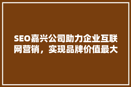 SEO嘉兴公司助力企业互联网营销，实现品牌价值最大化 SEO嘉兴公司助力企业互联网营销，实现品牌价值最大化 百度SEO