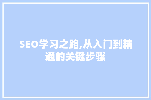 SEO学习之路,从入门到精通的关键步骤 SEO学习之路,从入门到精通的关键步骤 搜狗SEO