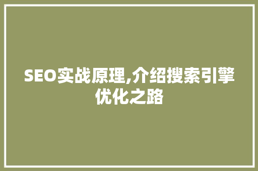 SEO实战原理,介绍搜索引擎优化之路 SEO实战原理,介绍搜索引擎优化之路 必应SEO