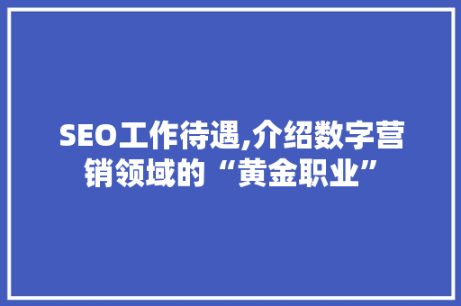 SEO工作待遇,介绍数字营销领域的“黄金职业” SEO工作待遇,介绍数字营销领域的“黄金职业” 百度SEO